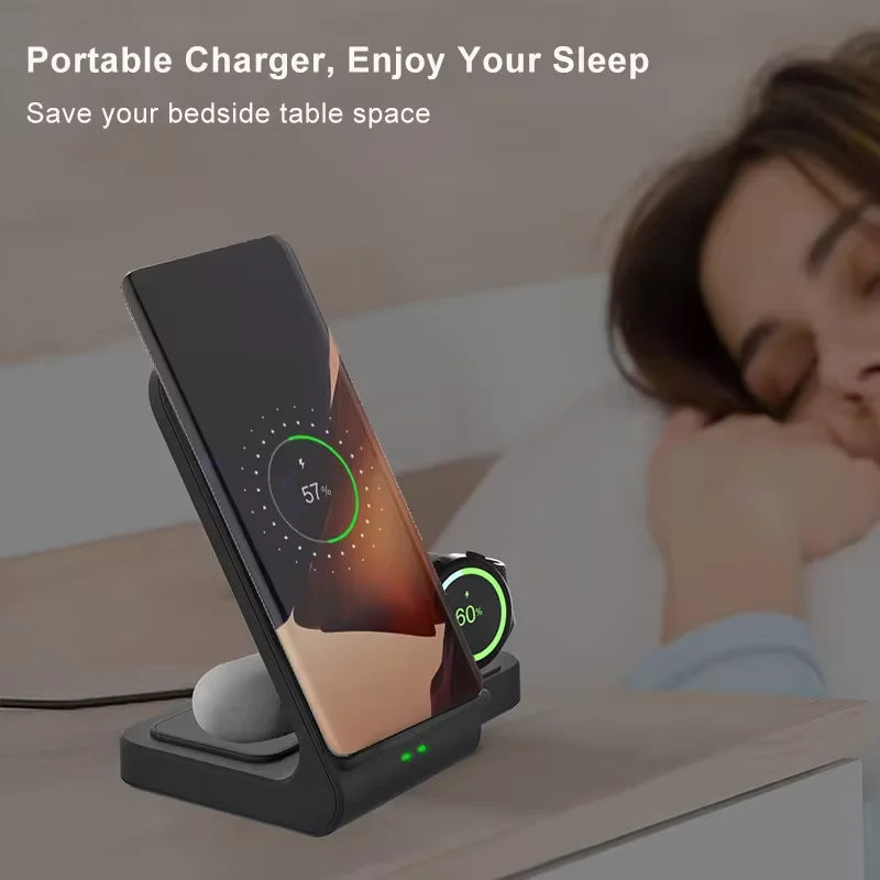 Drahtlose Ladestation 3-in-1 – Schnelllade-Station für Samsung Galaxy S23, S22 Ultra, Drahtloses Ladegerät für Galaxy Watch 5 Pro