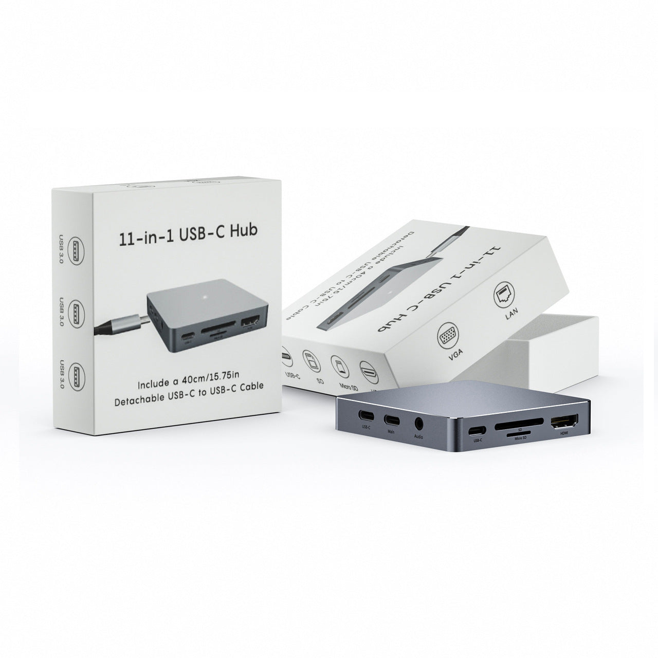 Elf-in-Eins Typ-C-Dockingstation USB-C-Hub-Erweiterung HDMI VGA LAN USB 3.0