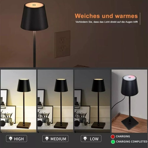 DIMMBAR LED AKKU TISCHLEUCHTE TISCHLAMPE LED LAMPE USB-NACHTTISCHLAMPEN